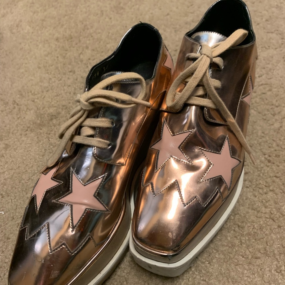 Stella McCartney rose gold star platform shoes